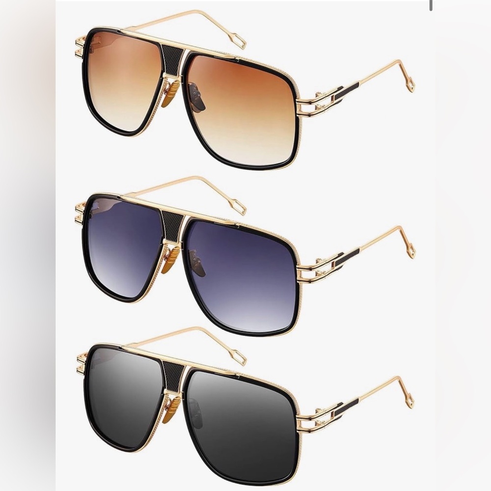 Frienda 3 Pairs Retro Sunglasses for Men Oversized Men Shades